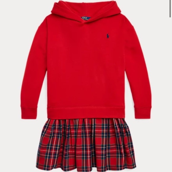 Polo Ralph Lauren Other - Polo by Ralph Lauren Plaid Fleece Hoodie Dress Toddler Girl Size 2